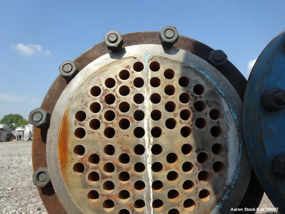 Used Pfaudler 4 Pass Shell & Tube Heat Exchanger, 99 Square Feet, Horizontal.