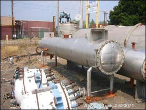USED: (1) Pfaudler shell & tube heat exchanger, 1035 square foot surface area, 304 stainless steel construction, (330) 3/4" diameter x15'9" long tubes rated 75 psi at 200 degrees farenheit. Stainless...