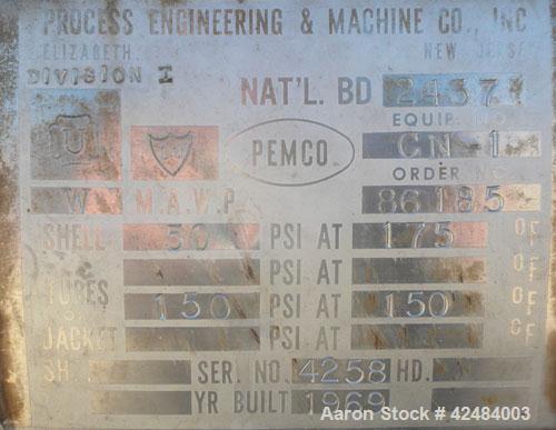 Used Process Engineering and Machine Two Pass Shell and Tube Heat Exchanger, 886 square feet, horizontal. 316 Stainless steel shell rated 50 psi at 175 degrees F. (282) 1'' Diameter x 144’' long 316 ...