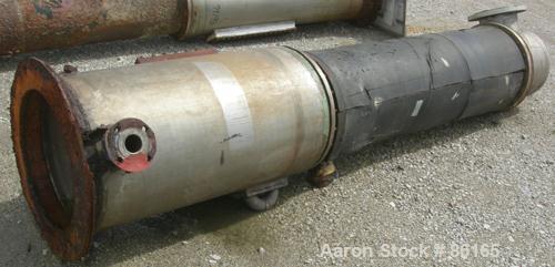 USED: Roben single pass shell and tube heat exchanger, 200 square feet, vertical. Carbon steel shell rated 100 psi at 212 deg F, (204) 3/4" diameter x 5' long 316 stainless steel tubes rated 50 psi/F...
