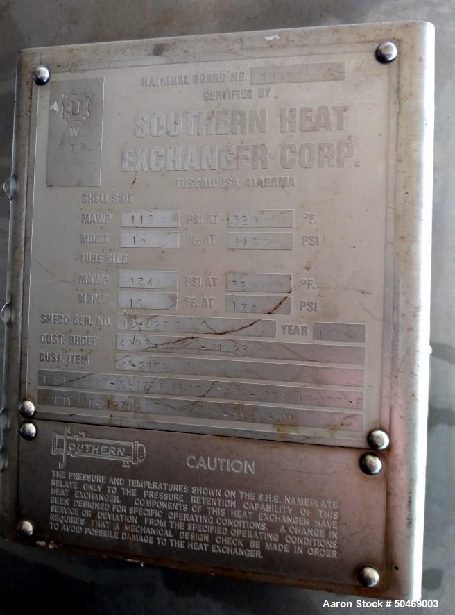 Used- Southern Heat Exchanger 6 Pass Shell & Tube Heat Exchanger