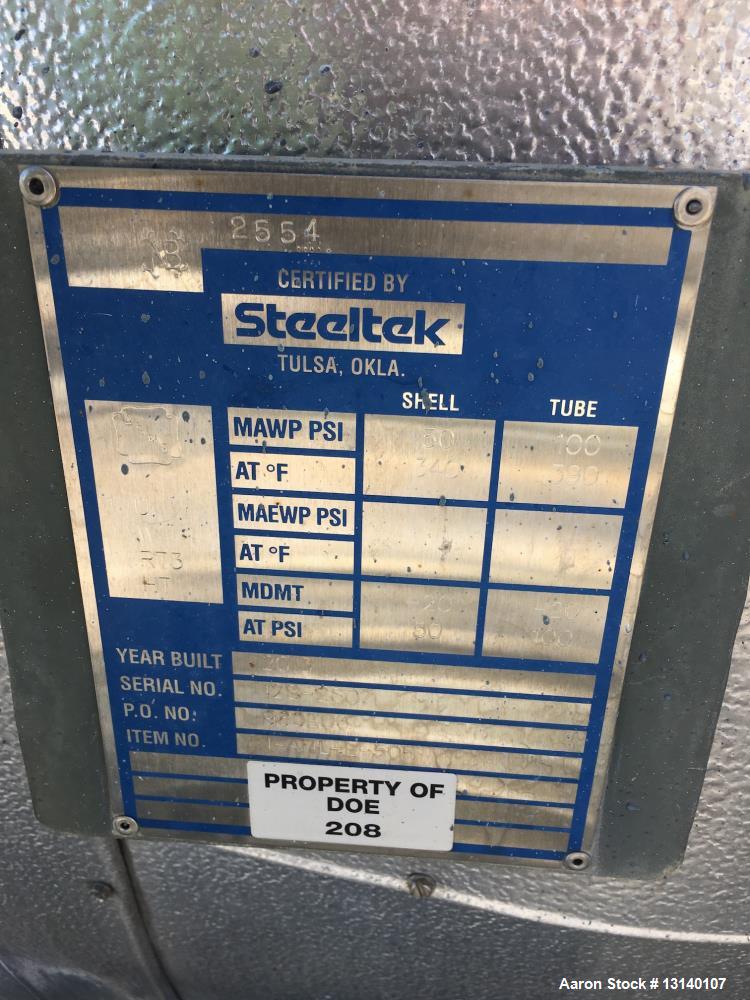 Used- SteelTek Inc. U-Tube Shell and Tube Heat Exchanger