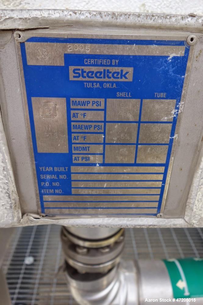 Unused- SteelTek Shell and Tube Heat Exchanger, 157 Square Foot, Horizontal. 304L Stainless steel shell rated 351 psi at -55 to 400 degrees F. (75) 3/4" Diameter x approximate 10 long 304L stainless ...
