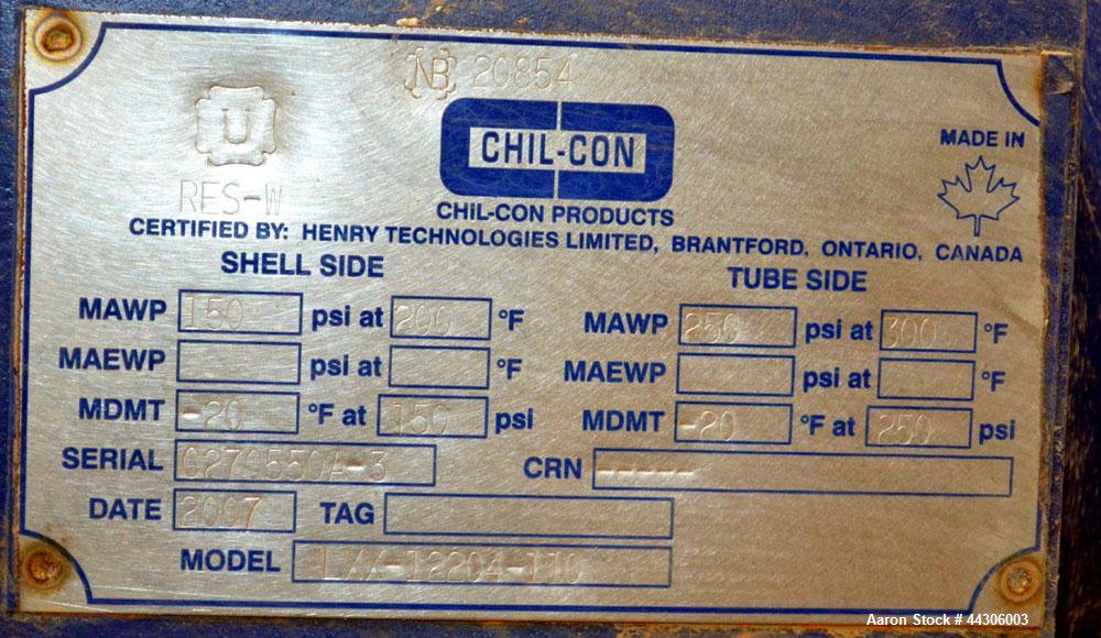 Unused- Chil-Con Products Single Pass Shell and Tube Heat Exchanger