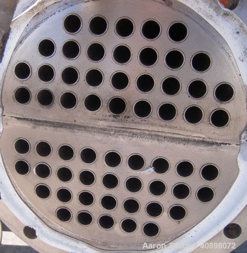 Used Yula U Tube Heat Exchanger, 58 Square Feet, Stainless Steel, Horizontal, Model WCV-2D-66BS. 316L stainless steel shell rated 150 psi at 100 deg F, and –150 deg F at 150 psi. (30) ¾’’ diameter x ...