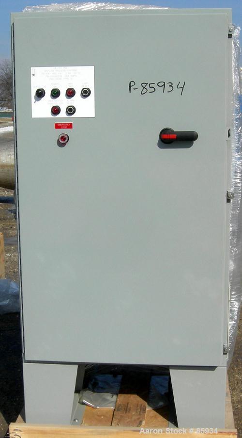 Unused- Watlow Shell and Tube Heat Exchanger, 63.5 Square Feet, Horizontal. Rated 100 PSI at 400 Degrees F. 310 stainless steel tubes.  3" inlet/outlet. Includes an electric heater control panel, 210...