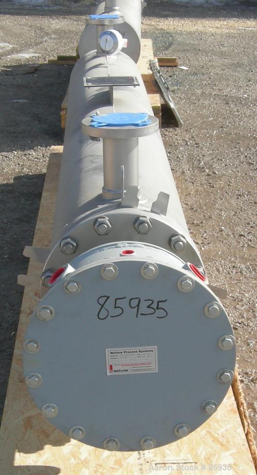 Used Unused- Watlow Electrically Heated Circulation Heater, 210 KW. Rated 100 PSI at 400 Degrees F. 310 stainless steel elements.3" inlet/outlet. Includes an electric heater control panel, 210 KW, 3/...