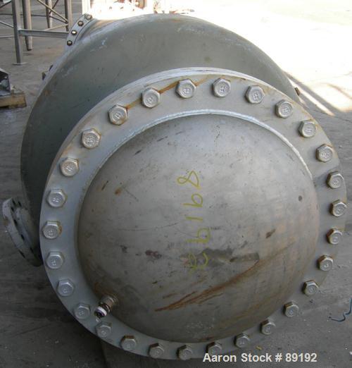 USED: Wayron Inc multi pass shell and tube heat exchanger, 706 square feet, horizontal. Carbon steel shell with expansion ring rated 150 psi at 370 deg F. (180) 1-1/4" diameter x 12' long Duplex 2205...