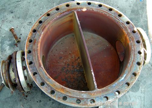 USED: Wayron Inc multi pass shell and tube heat exchanger, 706 square feet, horizontal. Carbon steel shell with expansion ring rated 150 psi at 370 deg F. (180) 1-1/4" diameter x 12' long Duplex 2205...