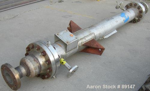 USED: Weldon single pass shell and tube heat exchanger, 18.8 square feet, vertical. 316 stainless steel shell rated 200 psi at 500 deg F. (16) 3/4" diameter x 72" long 316 stainless steel tubes rated...