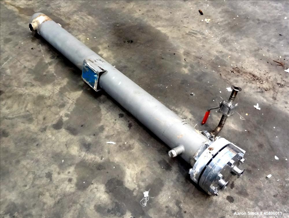 Used Yula U Tube Heat Exchanger, 18 Square Feet, Model CV-2A-60AS, Horizontal. 316 Stainless steel shell rated 150 psi at 40 to 300 degrees F. (11) 5/8" Diameter x 60" long 316 stainless steel tubes ...