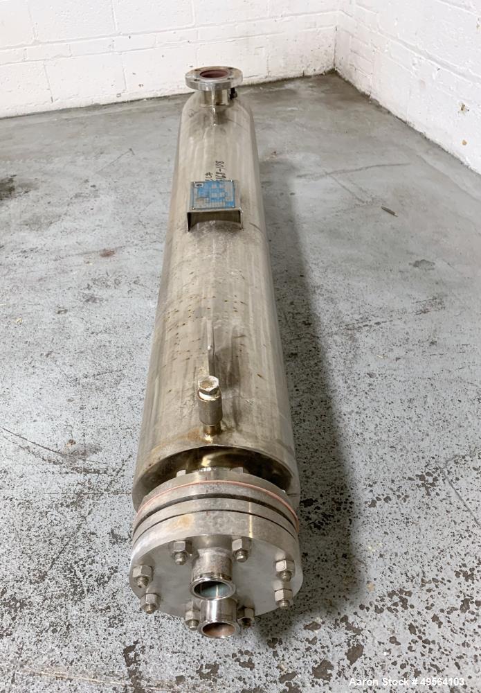 Used Yula Shell and Tube Heat Exchanger, 23 Square Feet, Model CV-2B-60AS