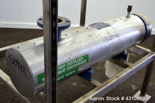Used Yula Corporation U Tube Heat Exchanger, approximately 16 square feet, horizontal, model CV-2C-39BS. Carbon steel shell rated 150 psi at 300 degrees F. (13) 3/4 diameter x 39" long 316L stainless...