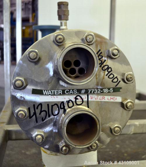 Used Yula Corporation U Tube Heat Exchanger, approximately 16 square feet, horizontal, model CV-2C-39BS. Carbon steel shell rated 150 psi at 300 degrees F. (13) 3/4 diameter x 39" long 316L stainless...