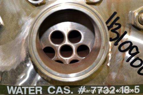 Used Yula Corporation U Tube Heat Exchanger, approximately 16 square feet, horizontal, model CV-2C-39BS. Carbon steel shell rated 150 psi at 300 degrees F. (13) 3/4 diameter x 39" long 316L stainless...