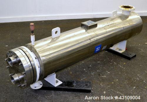 Used Yula Corporation U Tube Heat Exchanger, approximately 103 square feet, horizontal, model CV-2D-60AAS. Carbon steel shell rated FV/150 psi at 375 degrees F.  (80) 1/2’’ diameter x 60" long 316L s...