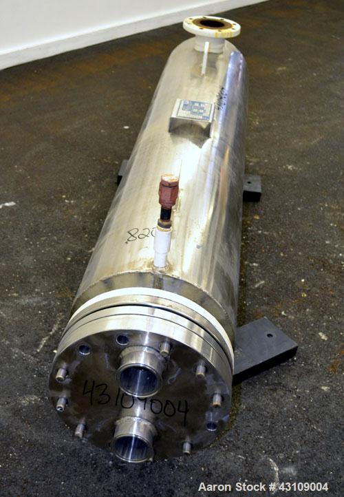 Used Yula Corporation U Tube Heat Exchanger, approximately 103 square feet, horizontal, model CV-2D-60AAS. Carbon steel shell rated FV/150 psi at 375 degrees F.  (80) 1/2’’ diameter x 60" long 316L s...