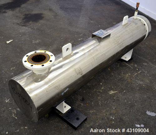 Used Yula Corporation U Tube Heat Exchanger, approximately 103 square feet, horizontal, model CV-2D-60AAS. Carbon steel shell rated FV/150 psi at 375 degrees F.  (80) 1/2’’ diameter x 60" long 316L s...
