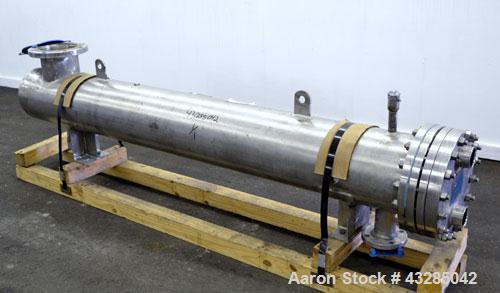 Used Yula U Tube Shell & Tube Heat Exchanger, 144 Square Feet, Model CV-6E-84AS. 316L Stainless steel tubes, 304L tube sheet. (56) U tubes rated 150 psi at 350 degrees F., Atlas Industrial 2205 stain...