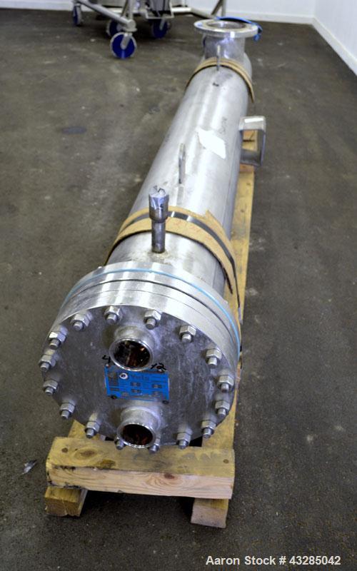 Used Yula U Tube Shell & Tube Heat Exchanger, 144 Square Feet, Model CV-6E-84AS. 316L Stainless steel tubes, 304L tube sheet. (56) U tubes rated 150 psi at 350 degrees F., Atlas Industrial 2205 stain...