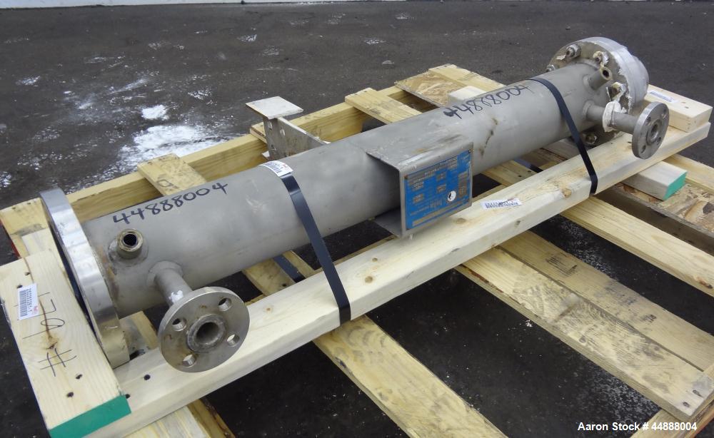 Used Yula Corporation Single Pass Shell & Tube Heat Exchanger, 19 Square Feet, Vertical. Model WC-1A-42AAS. 316L Stainless steel shell rated 120 psi at 350 degrees F. (42) 1/2" Diameter x 42" long 31...