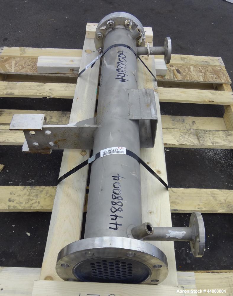 Used Yula Corporation Single Pass Shell & Tube Heat Exchanger, 19 Square Feet, Vertical. Model WC-1A-42AAS. 316L Stainless steel shell rated 120 psi at 350 degrees F. (42) 1/2" Diameter x 42" long 31...