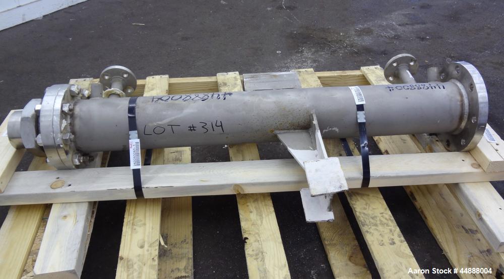 Used Yula Corporation Single Pass Shell & Tube Heat Exchanger, 19 Square Feet, Vertical. Model WC-1A-42AAS. 316L Stainless steel shell rated 120 psi at 350 degrees F. (42) 1/2" Diameter x 42" long 31...