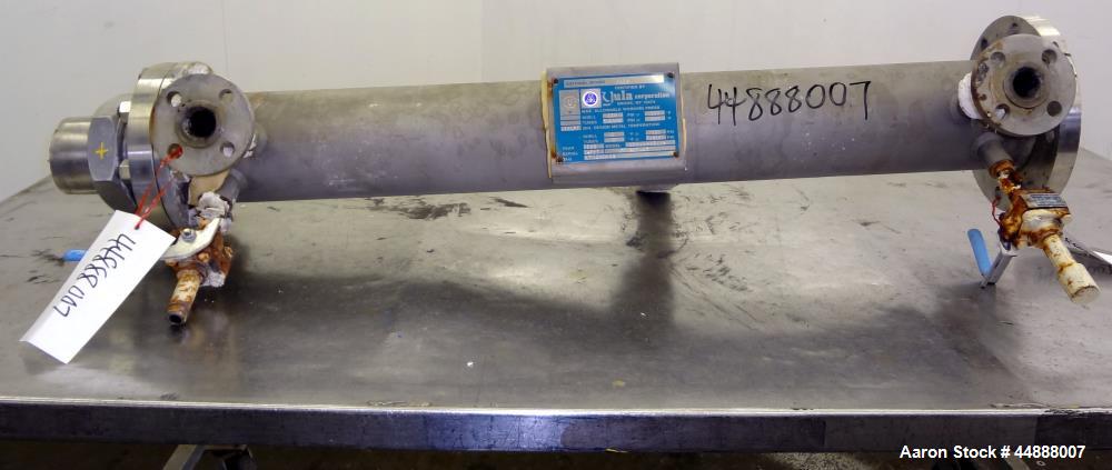 Used Yula Corporation Single Pass Shell & Tube Heat Exchanger, 19 Square Feet, Vertical, Model WC-1A-42AAS