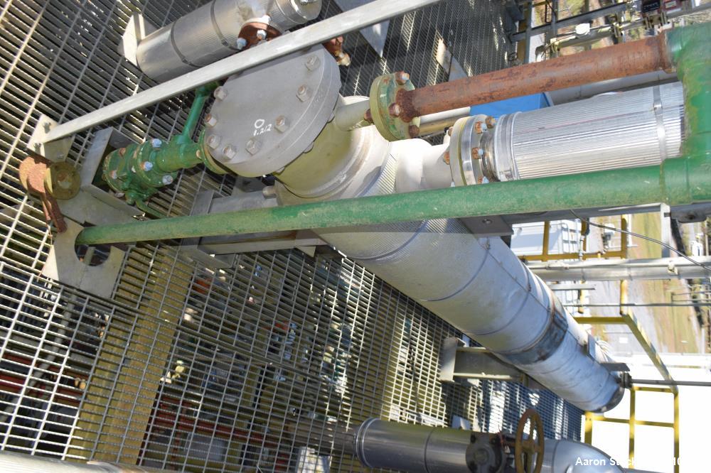 Used Yula 2 Pass Shell & Tube Heat Exchanger, 58 Square Feet, Model WC-2D-120BS, 316L Stainless Steel, Horizontal. 316L Stainless steel shell rated 100 psi at 40 to 500 degrees F. (36) 3/4" diameter ...