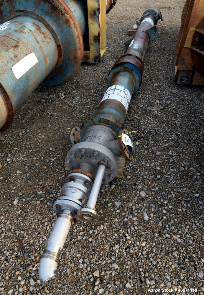 Used Yula 3 Pass Shell & Tube Heat Exchanger, 90 Square Feet, Model WC-3D-168DS, Horizontal. Carbon steel shell rated 150 psi at 40 to 250 degrees F. (21) 1-1/4" diameter x 168" long 304L stainless s...
