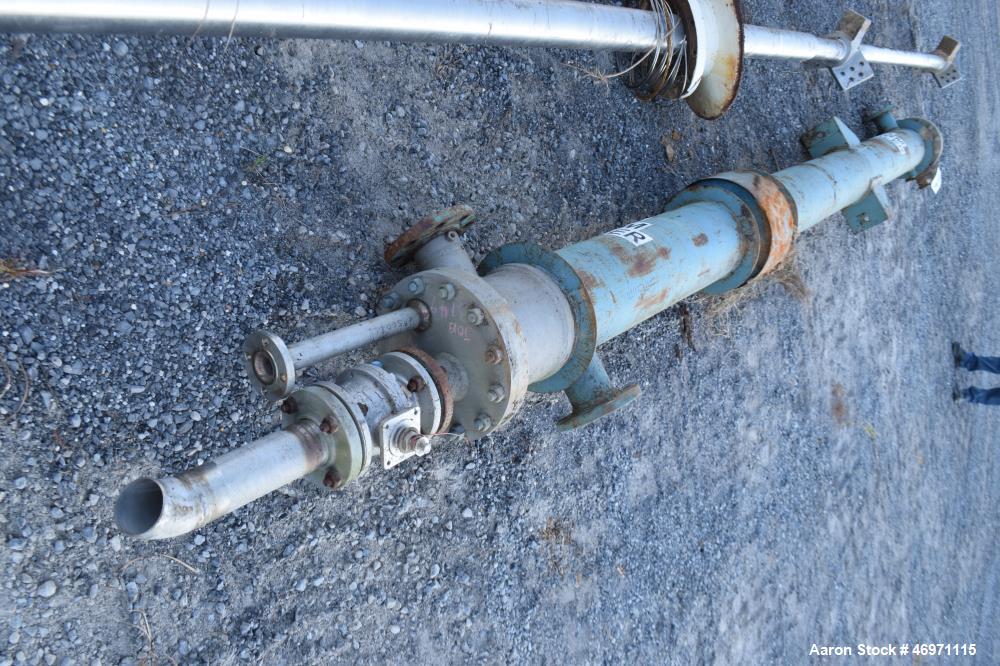 Used Yula 3 Pass Shell & Tube Heat Exchanger, 90 Square Feet, Model WC-3D-168DS, Horizontal. Carbon steel shell rated 150 psi at 40 to 250 degrees F. (21) 1-1/4" diameter x 168" long 304L stainless s...