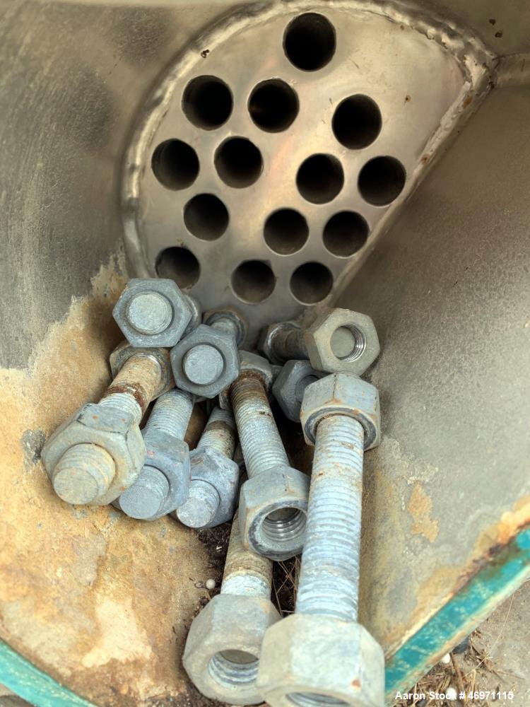Used Yula 3 Pass Shell & Tube Heat Exchanger, 90 Square Feet, Model WC-3D-168DS, Horizontal. Carbon steel shell rated 150 psi at 40 to 250 degrees F. (21) 1-1/4" diameter x 168" long 304L stainless s...