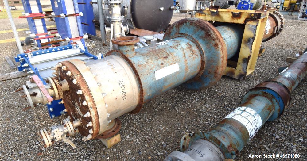 Used Yula 3 Pass Shell & Tube Heat Exchanger, 503 Square Feet, Model WC-3L-168GS, Horizontal. Carbon steel shell rated 108 psi at 40 to 250 degrees F. (93) 1-1/2" diameter x 168" long 304L stainless ...