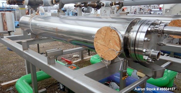 Used Yula Shell and Tube Heat Exchanger, 82 Square Feet, Model WCV-2C-84AAS