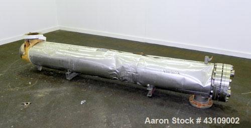 Used Yula Corporation U Tube Heat Exchanger, approximately 156 square feet, horizontal, model WCV-2E-111BS. 304L Stainless steel shell rated 150 psi at 300 degrees F.(42) 3/4’’ diameter x 111" long 3...