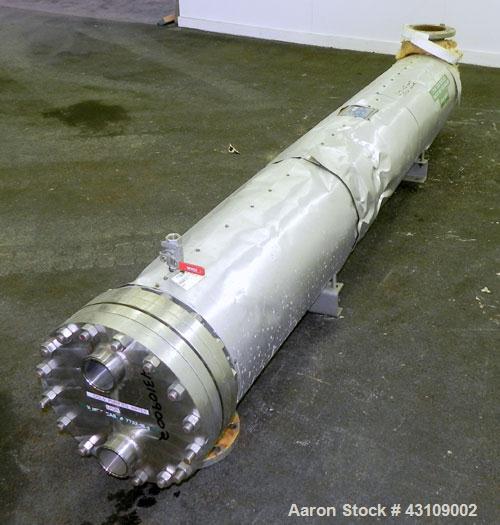 Used Yula Corporation U Tube Heat Exchanger, approximately 156 square feet, horizontal, model WCV-2E-111BS. 304L Stainless steel shell rated 150 psi at 300 degrees F.(42) 3/4’’ diameter x 111" long 3...