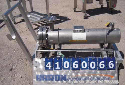 Used Yula U Tube Heat Exchanger, Approximately 37 Square Feet, Stainless Steel, Horizontal.  Model WCV-6C-39-AAS. 304L Stainless steel shell rated 150 psi at 300 deg.f., and –40 def.f. at 150 psi. (4...