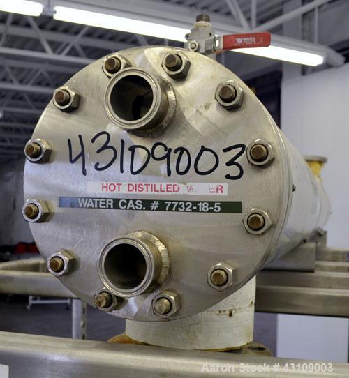 Used Yula Corporation U Tube Heat Exchanger, approximately 71 square feet, horizontal, model WCV-6C-90AS.304L Stainless steel shell rated 150 psi at 300 degrees F.(26) 5/8’’ diameter x 90" long 316L ...