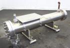 Used Enerquip 8 Pass Shell and Tube Heat Exchanger, approximately 85 square feet, stainless steel, horizontal.  304L Stainless steel shell rated 150 psi at -20 to 375 degrees F.  (160) 3/8