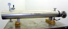 Used Allegheny Bradford U Tube Heat Exchanger, approximately 35 square feet, horizontal. 304 Stainless steel shell rated 150 psi at 20 to 350 degrees F, (50) 3/8