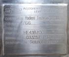 Used- Allegheny Bradford Shell & Tube Heat Exchanger, Stainless Steel, Horizontal. Approximate 41 square feet. (44) Approxim...