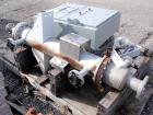 Used Atlas Industrial Shell and Tube Heat Exchanger, 43 square feet, vertical. Carbon steel shell rated full vaccum and 150 psi at 450 deg F, (55) 3/4