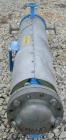 USED: Atlas four pass shell and tube heat exchanger, 17.6 square feet, horizontal. Carbon steel shell rated FV and 150 psi at 400 deg F, (28) 5/8