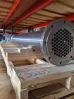 Used Enerquip Shell & Tube Heat Exchanger, 304L Stainless Steel, Vertical. Approximate 89 square feet. 304L Stainless steel shell rated 150 psi at -20 to 375 degrees F. (85) 316L Stainless steel stra...