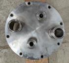 Used Enerquip Shell & Tube Heat Exchanger, Stainless Steel, Vertical. Approximate 109 square feet. 304L Stainless steel shell rated 150 psi at -20 to 375 degrees F. (104) 316L Stainless steel straigh...