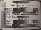 Unused- Mueller Single Pass Shell and Tube Heat Exchanger, 119 square feet, vertical. Tema Type BEM, Tema Size 10-96, Tema Class C. Carbon steel shell rated 150 psi at 600 deg F and -20 deg F at 150 ...