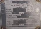 Unused- Mueller 4 Pass Shell and Tube Heat Exchanger, 9 Square Feet, Horizontal. STI Tema Type BEM, Tema Size 6-48, Tema Class C. 304 stainless steel shell rated 150 psi at 400 deg F and -20 deg F at...