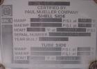 Unused- Mueller Single Pass Shell and Tube Heat Exchanger, 42 square feet, horizontal. Tema Type BEM, Tema Size 6-96, Tema Class C. 304 stainless steel shell rated 150 psi at 200 deg F and -20 deg F ...