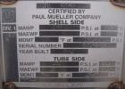 Unused- Mueller Single Pass Shell and Tube Heat Exchanger, 77 square feet, horizontal. STI Tema Type BEU, Tema Size 8-108, Tema Class C. SA53 carbon steel shell rated 150 psi at 200 deg F, and -20 de...