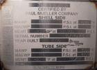 Unused- Mueller Single Pass Shell and Tube Heat Exchanger, 119 square feet, vertical. Tema Type BEM, Tema Size 10-96, Tema Class C. Carbon steel shell rated 150 psi at 600 deg F and -20 deg F at 150 ...